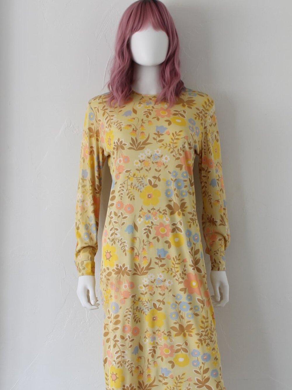 Vintage '70s Kerrybrooke for Sears Floral Dress, Retro Yellow Costume